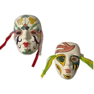 Set of 2 90s ceramic masks